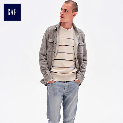 

GAP flagship store mens comfortable texture long sleeve tooling shirt 401358 heather gray M