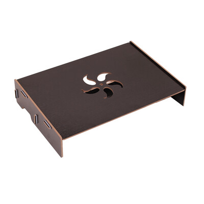 

Wood Computer Monitor Stand Laptop Riser Holder Desktop Organizer with Keyboard Wiring Slot for School Office
