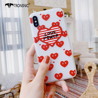 

TRONSNIC Moon Animal Dogs Love Hearts Phone Case for iPhone X  Matte Loves Case White Silicone Covers Capa