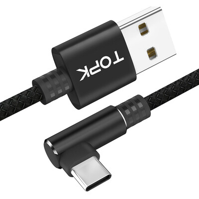 

TOPK 1M 90 Degree USB Type C Cable Fast Charging Data Cable For Samsung Galaxy S9 Huawei P20 Lite L Type Type-C USB C Cable