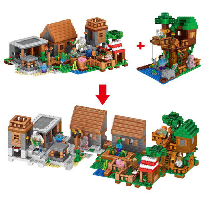 

Lego-compatible Building Blocks World Luxury Village Receives Buckets of Building Blocks Childrens Plastic Piecing Toys