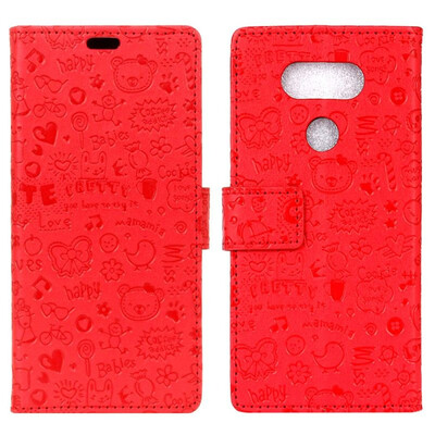 

MOONCASE LG V40 ThinQ Little Witch Leather Case - Red