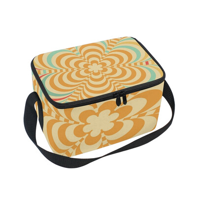 

ALAZA Insulated Lunch Box Magical Flower Stripe Lunch Bag for Men Women Portable Tote Bag Cooler Bag