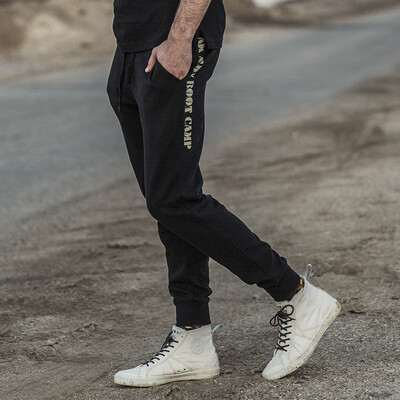 

AK mens clothing AKSERIES light retro side seam text printing knit jogging pants 1952201 black L