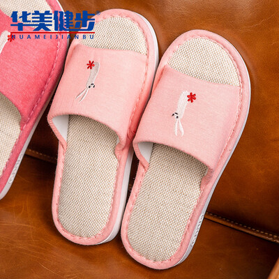 

Gorgeous Jianbu linen slippers men&women models sandals home couple cotton&sweat-absorbent breathable comfortable embroidery floor drag fun rabbit HM906 light pink 36 yards a 37 yards