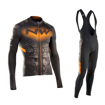

2018 pro team Northwave winter thermal fleece cycling jersey bicycle clothing set ropa ciclismo invierno bike jersey bib pants kit