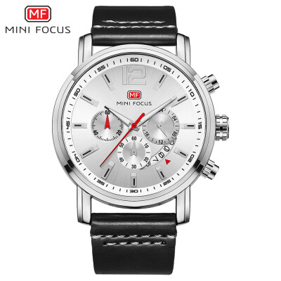 

MINI FOCUS MF0086G Men Watch Quartz Leather Strap Simple Wristwatch Time Display Calendar Fashion Casual 3ATM Waterproof Luminous