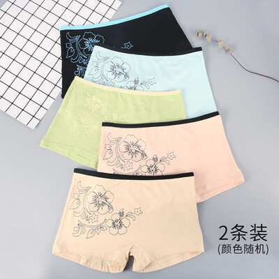 

Gangsha womens underwear womens seamless bamboo fiber fashion printing middle waist pants mixed color 2 pieces recommended waist circumference 18-21 feet L