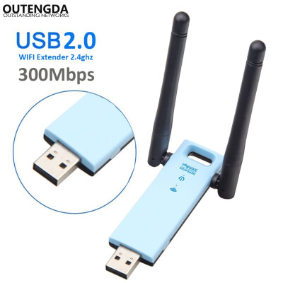 

300Mbps USB WiFi Adapter Repeater 80211N Wifi Signal Amplifier External Antenna Wireless Network Card for Desktop Laptop