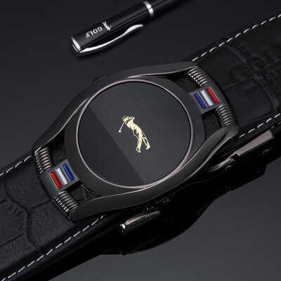 

Golf GOLF belt mens crocodile pattern suede leather belt alloy automatic buckle mens belt business casual belt belt gift box P8BV34829J black
