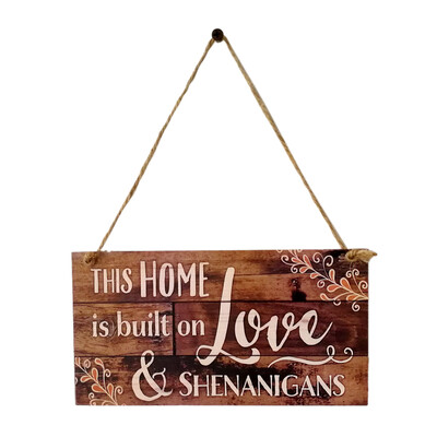

This Home is Built on Love Wood Plank Design Hanging Sign Holiday Door Decoration Wooden Wall Sign