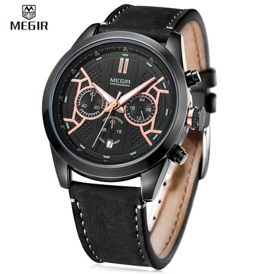 

MEGIR 3016 Male Quartz Watch Chronograph 24 Hours Display Wristwatch