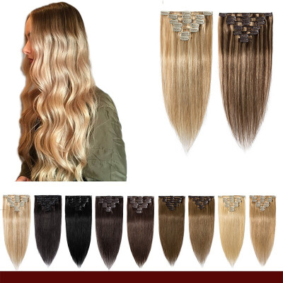 

15 Inches-22 Inches Clip in Human Hair Extensions 100 Silky Straight Human Remy Hair 7Pcs 15clips