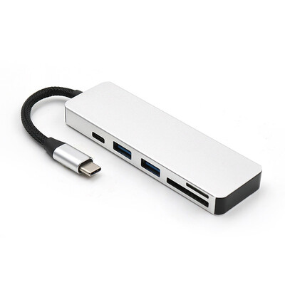 

5-in-1 USB C Hub Multi-Port Adapter with 1 USB 31 Port&2 USB 30 Ports SD TF Card Reader for Type C Devices