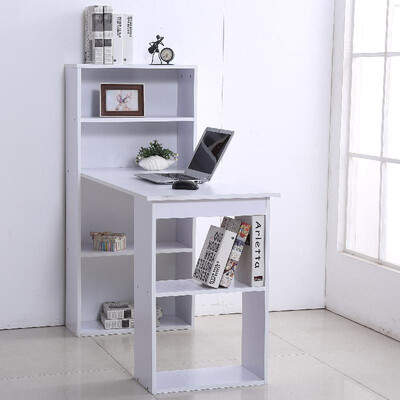 

47" Modern Computer Desk&Bookshelf Set Home Office with 6-tier Hutch - White
