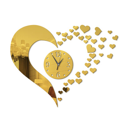 

DIY Love Heart Heart Wall Decoration 3D Mirror Wall Clock