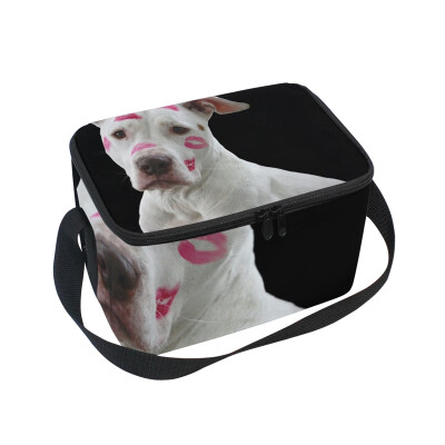 

ALAZA Lunch Box Insulated Lunch Bag Large Cooler White Puppy Dog Love Red Sitting Tote Bag