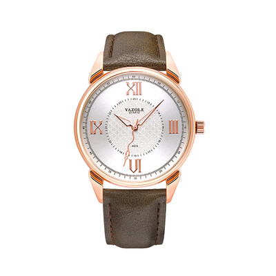 

YAZOLE 424 Leather Watch Quartz Watch Daily Waterproof Simple Business Wrist Watch