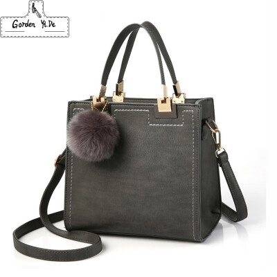 

Hot Handbag Women Casual Tote Bag Female Large Shoulder Messenger Bags High Quality PU Leather Handbag With Fur Ball Sac a main