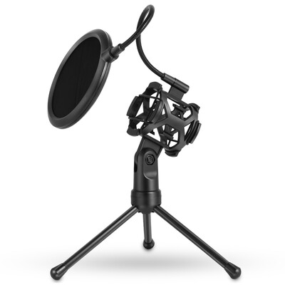 

Yanmai Detachable Desktop Microphone Tripod Stand Holder Bracket Supporter with Shock Mount Mic Holder & Dual Layered Wind Pop Scr
