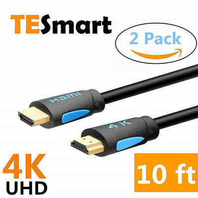 

TESmart 3M High Speed with Ethernet 4K60Hz 444 HDMI Cables Premium HDMI Cord Type Supports HDMI 20b 4K 60Hz HDR Pack of 2