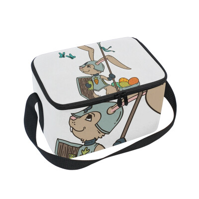 

ALAZA Lunch Box Insulated Lunch Bag Large Cooler Bunny Knight With A Lance Tote Bag