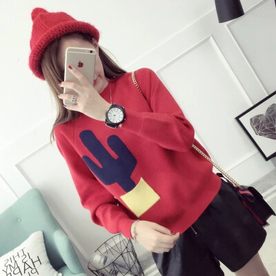 

Autumn&winter 2018 short round collar long sleeve womens long sleeve han version blouse pullover small sweater jacket