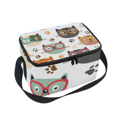 

ALAZA Cute Faces Cats Lunch Box Insulated Lunch Bag Large Cooler Tote Bagfor Men Women