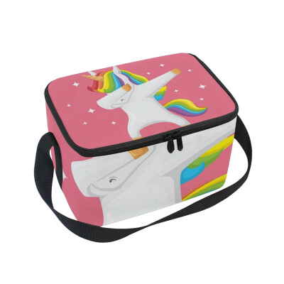 

ALAZA Lunch Box Insulated Lunch Bag Large Cooler Unicorn Doing Dabbing Tote Bag