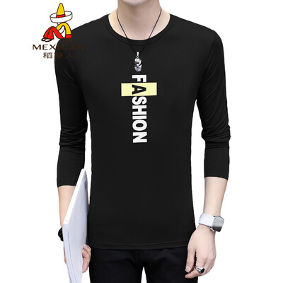 

Scarecrow MEXICAN long-sleeved T-shirt male Korean version of the round neck printing Slim fashion type trend casual personality autumn clothing wild shirt shirt shirt mens black XL
