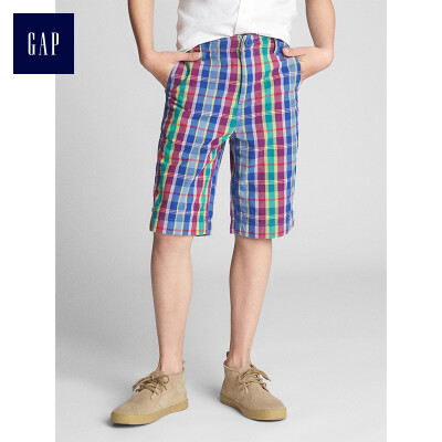 

GAP flagship store boy cotton plaid soft waist shorts 314618 sky blue 6