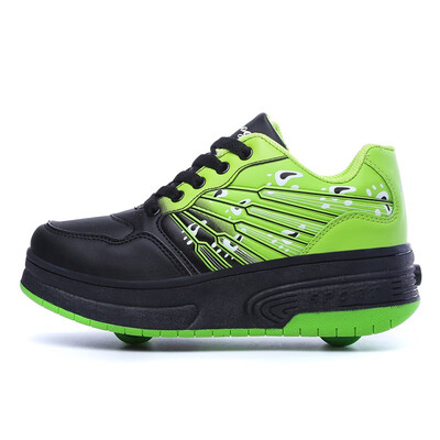 

New Leather Kids Sneakers Adults Roller Shoes Boys Girls Sneakers Run Casual Sport With Wheel Con Ruedas Automatic Skating Shoes