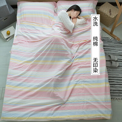 

Xin Yan cotton travel across dirty sleeping bag single travel supplies yarn-dyed washed cotton travel light portable hotel hotel sheets 1221m rainbow country