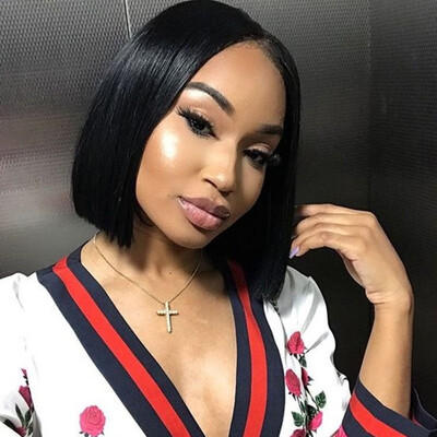 

Short Bob Human Hair Lace Wigs For Women 8A Grade Silky Straight Brazilian Virgin Hair Short Natural Color Hair Full Lace Bob Wig