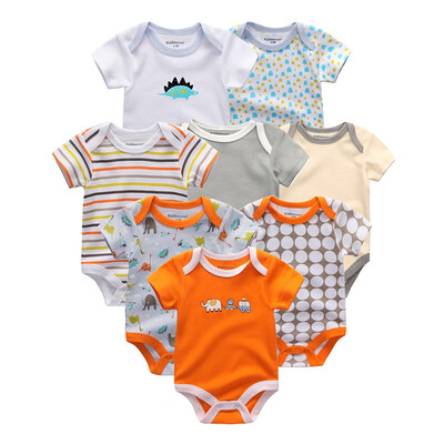 

2019 8PCS Baby Clothes Bebe Cotton Newborn Baby Boy Clothes Unicorn Black White O-Neck Short Sleeve Baby Girl Clothes Babywear