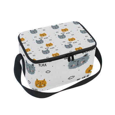 

ALAZA Insulated Lunch Box Lovely Gray Cats Lunch Bag for Men Women Portable Tote Bag Cooler Bag