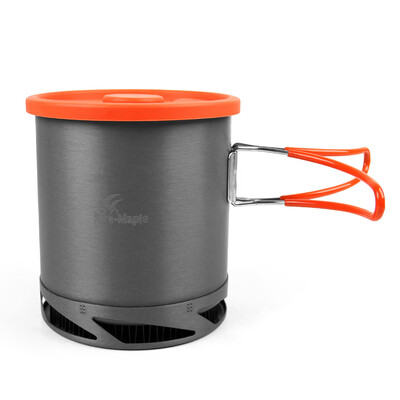 

1L Heat Collecting Exchanger Pot Cup Camping Picnic Cooking Pot with Foldable Handle
