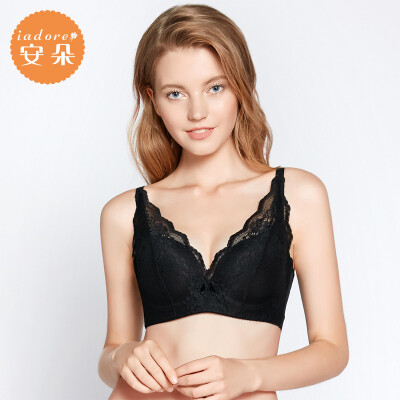 

An Lifangs An Duo bra thin section of flower lace collection of milk-adjusted underwear female bra HB0140U black BLK 75B