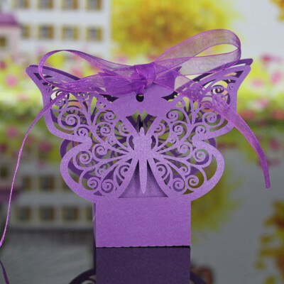 

20 PCS Laser Cut Delicate Carved Butterfly Elegant Candy Boxes with Ribbon for Party Birthday Wedding Banquet Kindergarten Bridal