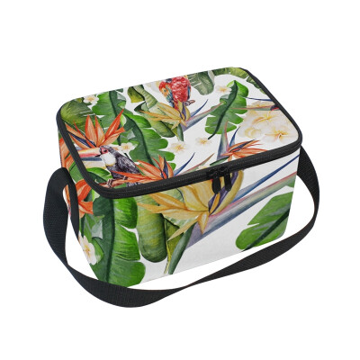 

ALAZA Lunch Box Insulated Lunch Bag Large Cooler Tote Bag Palmately Leaves And Birds for Men Women Girls Boys