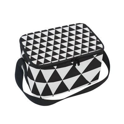 

ALAZA Lunch Box Insulated Black Triangle Lunch Bag Large Cooler Tote Bag for Men Women