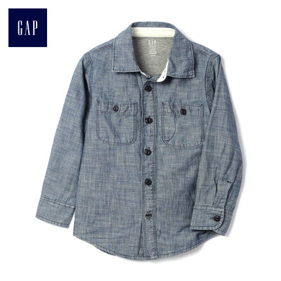 

GAP flagship store male&young comfortable knit lining youth cloth long sleeve shirt 358557 light wash 12-18M