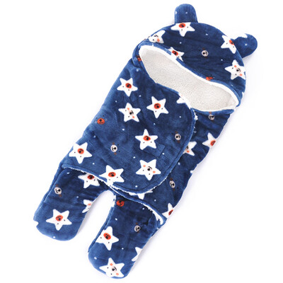 

Baby Swaddle Wrap Soft Warm Coral Fleece Hooded Sleepsack Anti-kicking Sleeping Bag Stroller Blanket For 0-12 Months Baby Girl Boy
