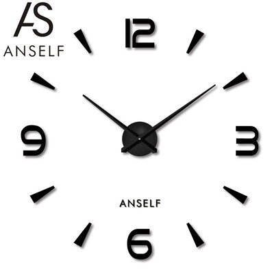 

Anself Simple Digits Mirror Effect Wall Clock Removable Acrylic Wall Decal Set Home Decoration Black