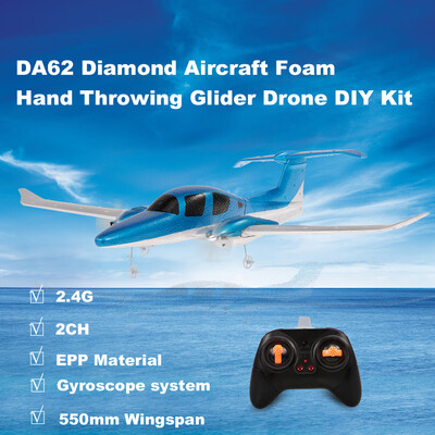 

GD006 DA62 24G 2CH Remote Control Diamond Aircraft RC Airplane 550mm Wingspan Foam Hand Throwing Glider Drone DIY Kit for Kids Be