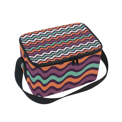 

ALAZA Insulated Lunch Box Waves Color Lunch Bag for Men Women Portable Tote Bag Cooler Bag