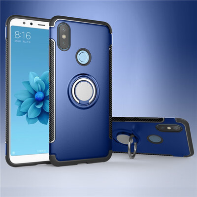 

Back Cover For Xiaomi Mi A2 Mi 6X Case Car Holder Stand Hard PC Silicon Ring Suction Bracket Celulars