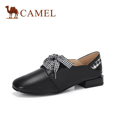 

Camel CAMEL lady cute sweet plaid lace square head single shoes A910076123 black 34