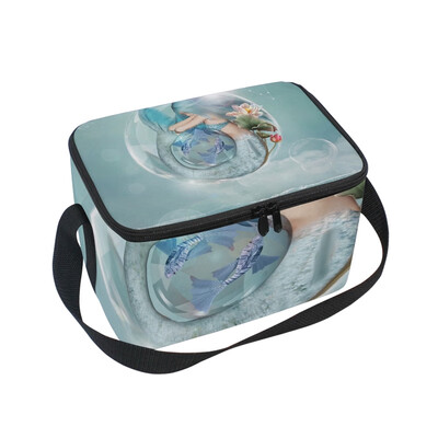 

ALAZA Lunch Box Insulated Mermaid Blue Lunch Bag Large Cooler Tote Bag for Men Women