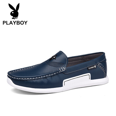 

Playboy PLAYBOY Korean fashion lazy set of feet peas shoes men driving comfort DS81018 dark blue 42